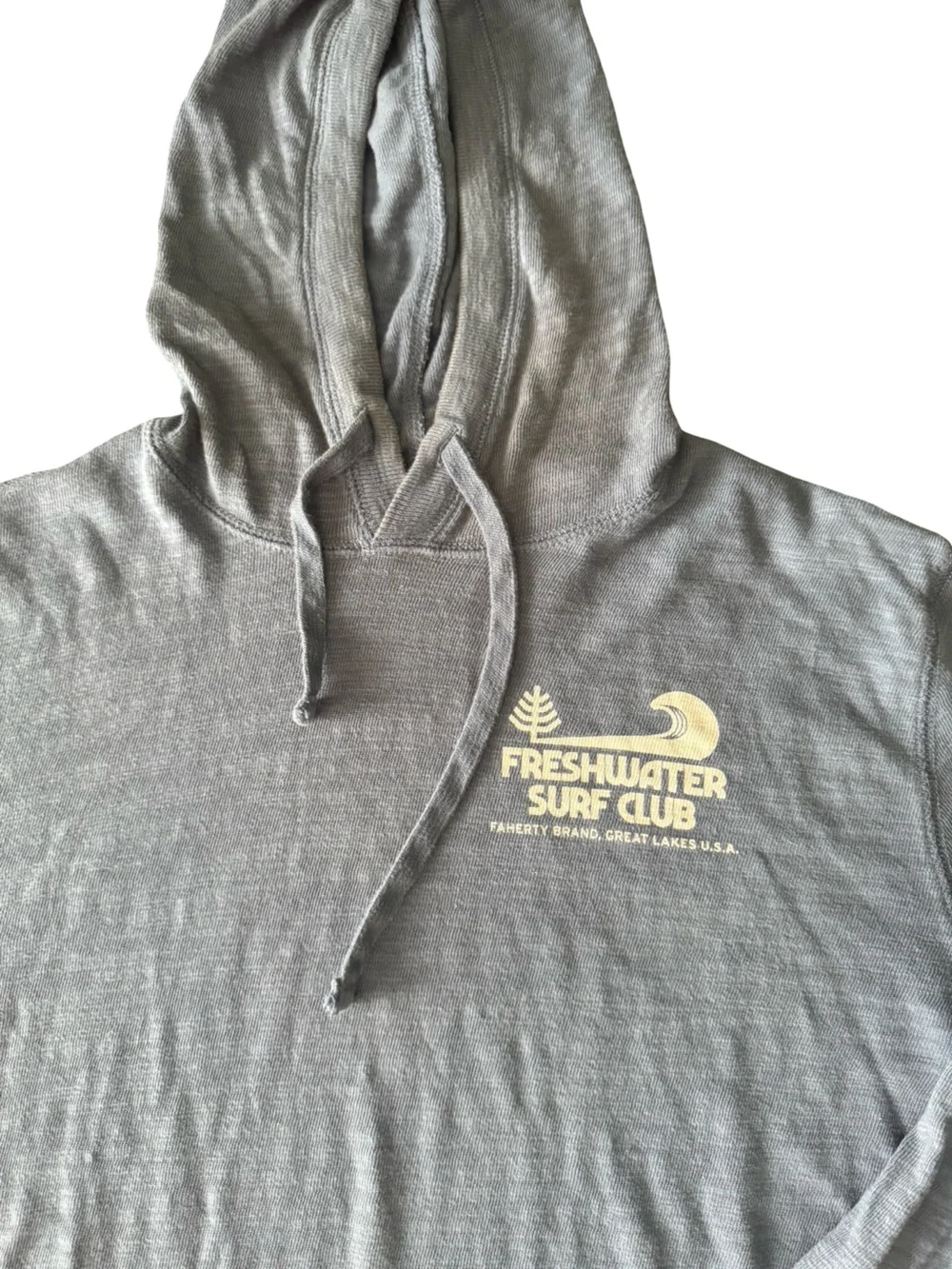 Faherty Freshwater Surf Club Hoodie Men's Medium Blue Organic Cotton Pullover